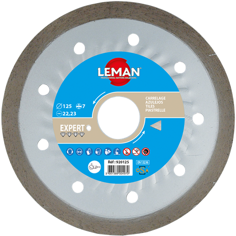 Disque Diamant Carrelage à jante lisse segmentée - Ø115mm - Ep. 1,6mm - Alésage 22,23mm