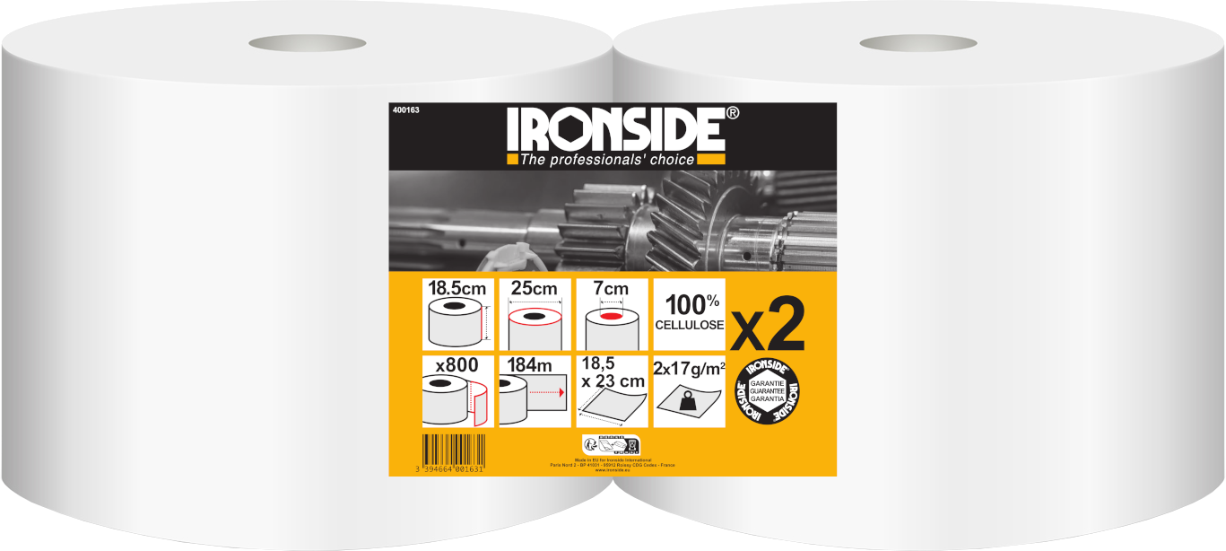Bobines essuyage de chantier BLANC - Lot de 2