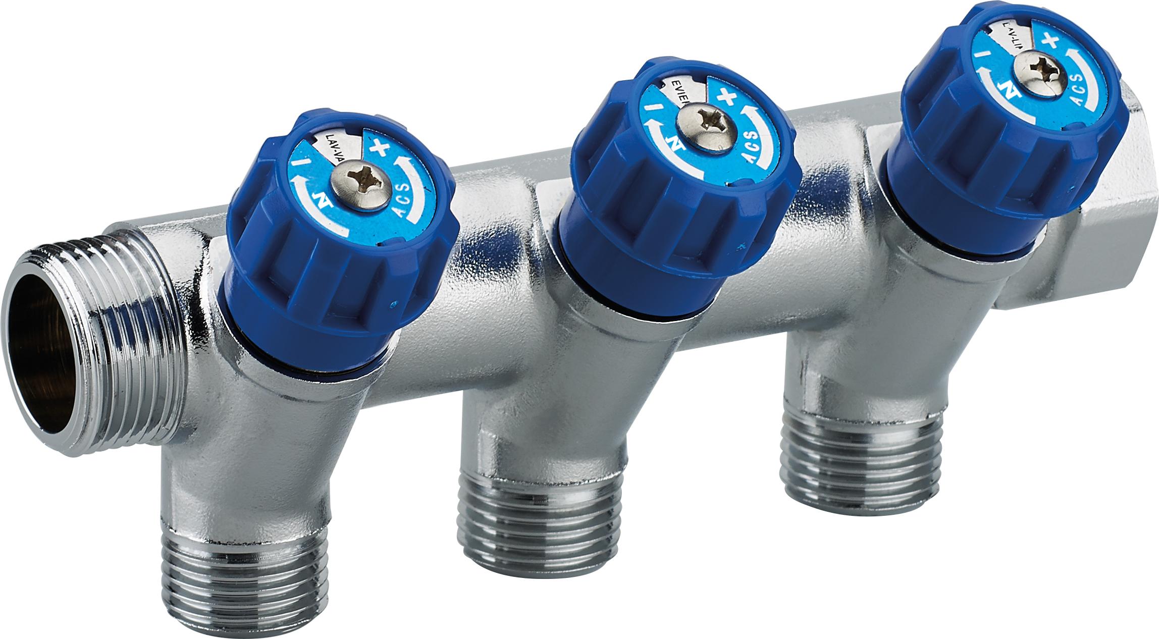 COLLECTEUR BLEU MF 3/4 - 3 DEPARTS M 1/2 ROBINET INTEGRE