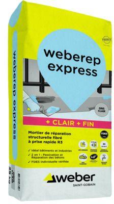 Mortier de réparation fibré à prise rapide WEBEREP EXPRESS 25kg (formule anti-poussière)