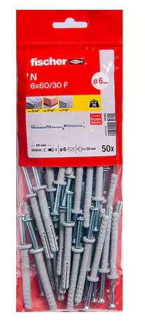 CHEVILLE A FRAPPER N A COLLERETTE LARGE D6X60 BOITE 50