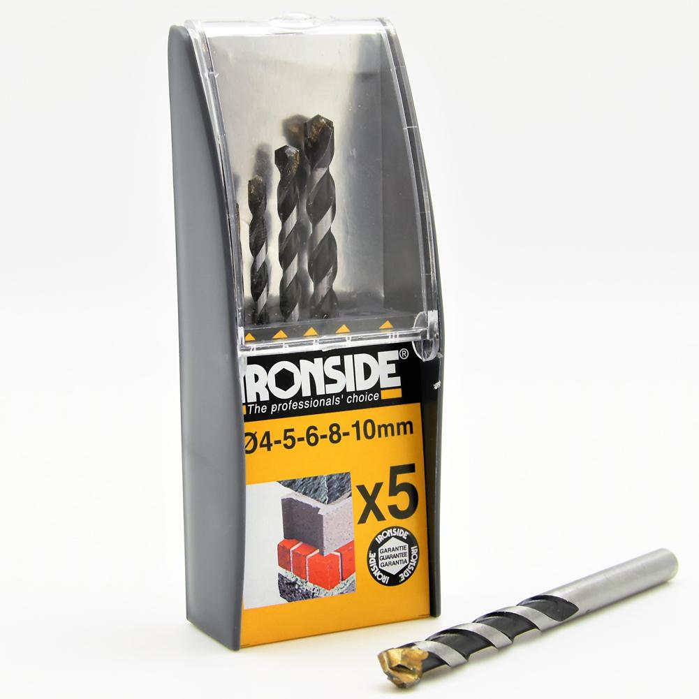 Coffret 5 forets béton emmanchement cylindrique  4-5-6-8-10mm