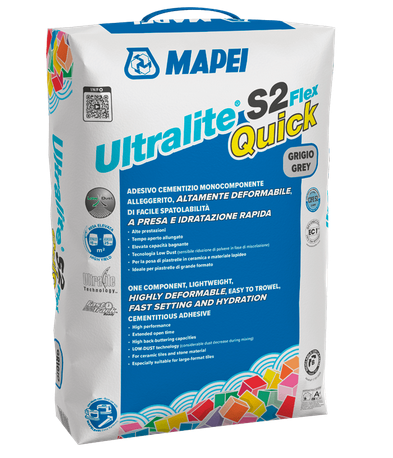 Mortier colle allégé amélioré - ULTRALITE S2 FLEX QUICK Gris - Sac de 15kg