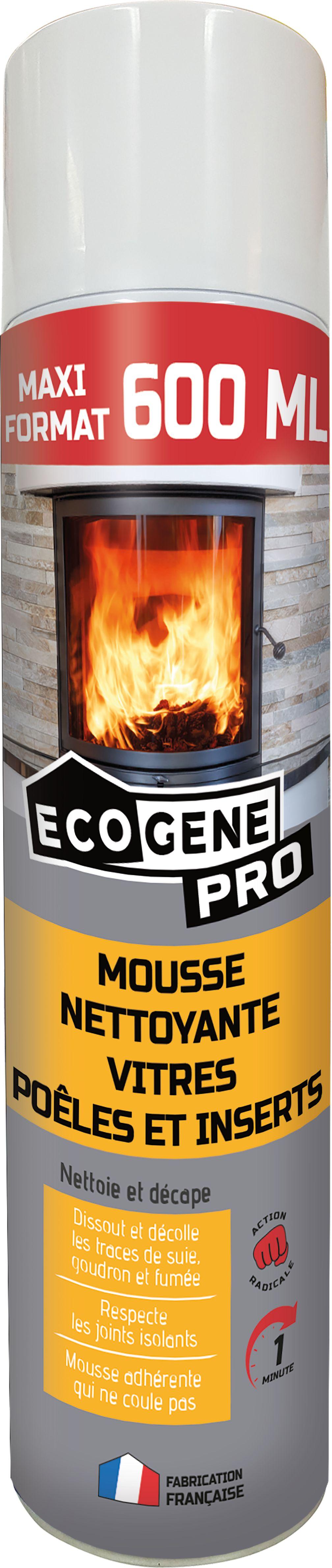 Mousse nettoyante pour vitres de poêles et inserts - Maxi format Aérosol de 600ML - Ecogene
