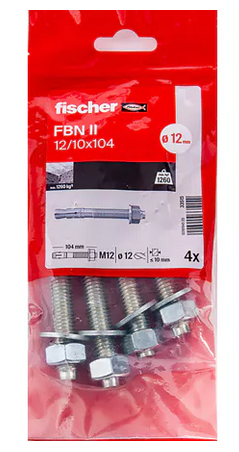 GOUJON D'ANCRAGE EN ACIER FBN II DIAM. 12 MM X LONG. 104 MM - SACHET DE 4