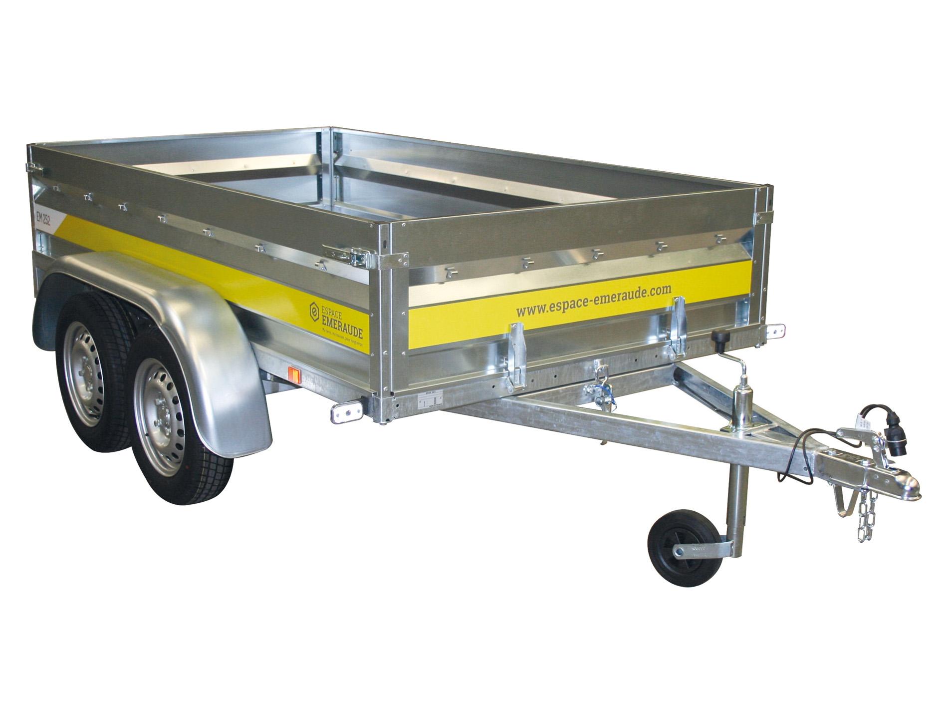 Remorque double essieu EM252 L.2,50m 500kg -  Espace Emeraude