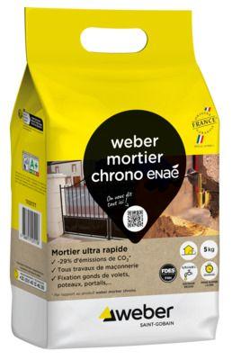 Mortier de maconnerie ultra-rapide WEBER MORTIER CHRONO ENAE (bas cabone) 5kg