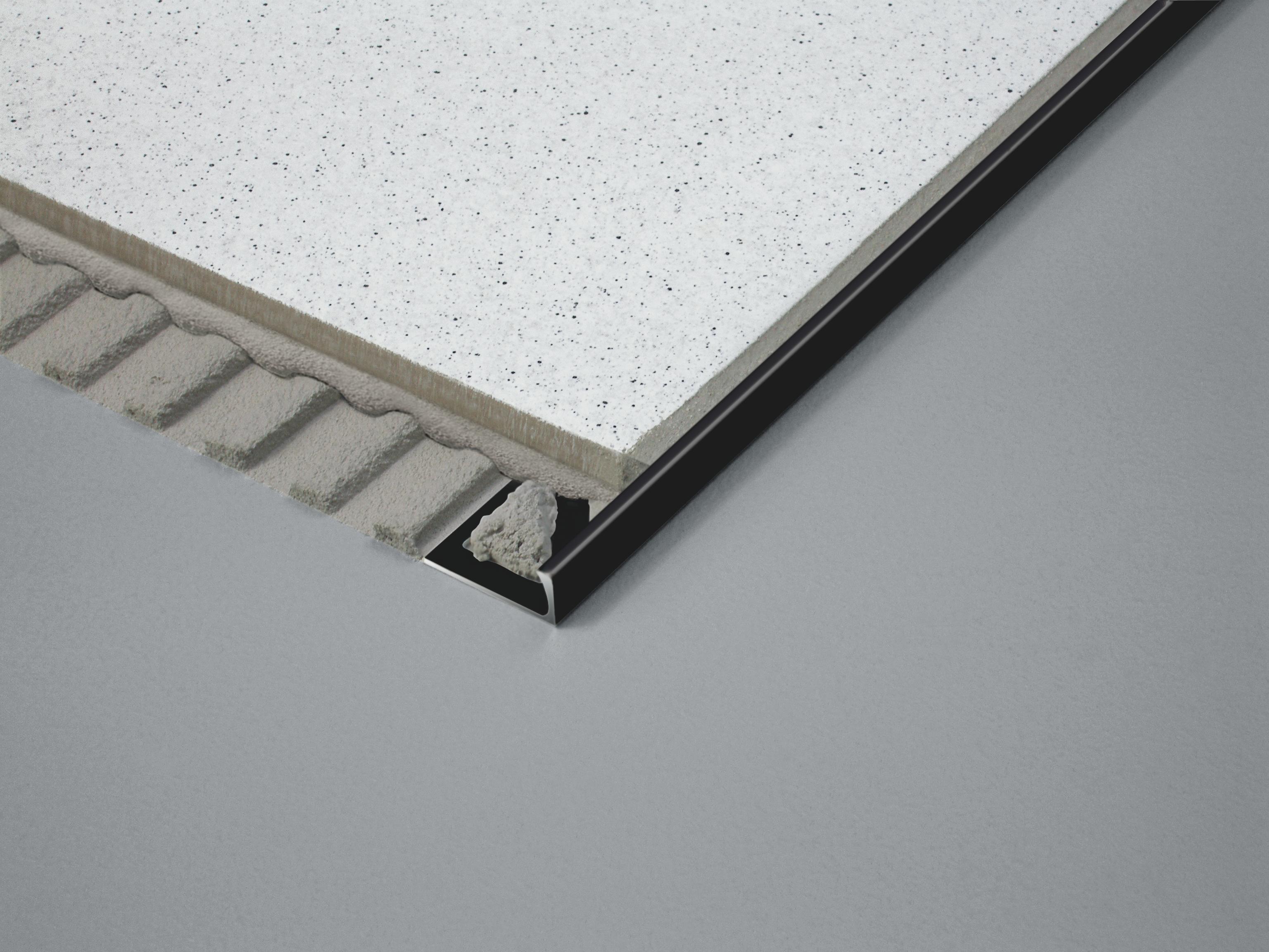 Profilé de finition carrelage - Chant droit DUROSOL - Aluminium Noir laqué - Longueur 250 cm - Ht 8 mm - DSACM 811/250