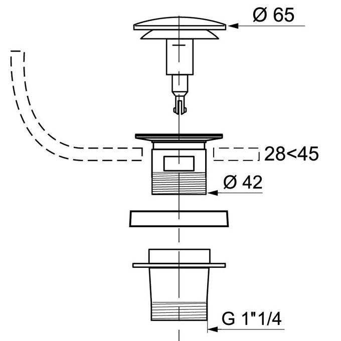 Bonde de lavabo QUICK-CLAC en PVC avec trop plein clapet inox 