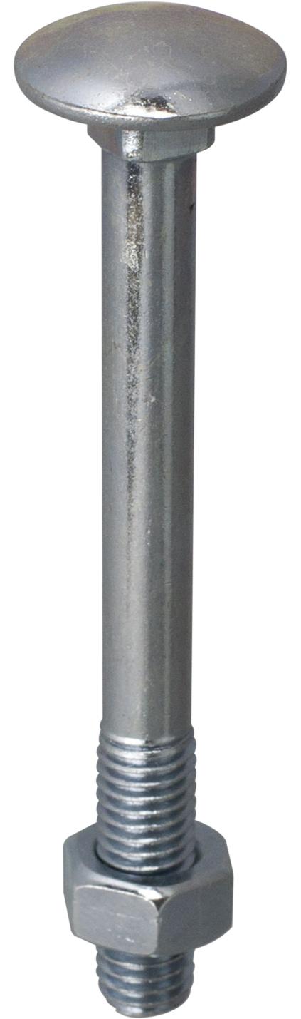 BOULON BOIS 7 X 80 TETE RONDE COLLET CARRE ACIER ZINGUE BLISTER X 50