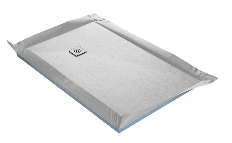 Receveur de douche à carreler SLIMBOARD avec grille carrée inox - sans bonde - Gris clair  -185 x 90 x 2,2 cm 
