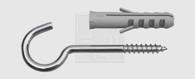 CROCHET PLAFOND / CHEVILLE 70 MM Nylon - Acier - P/2