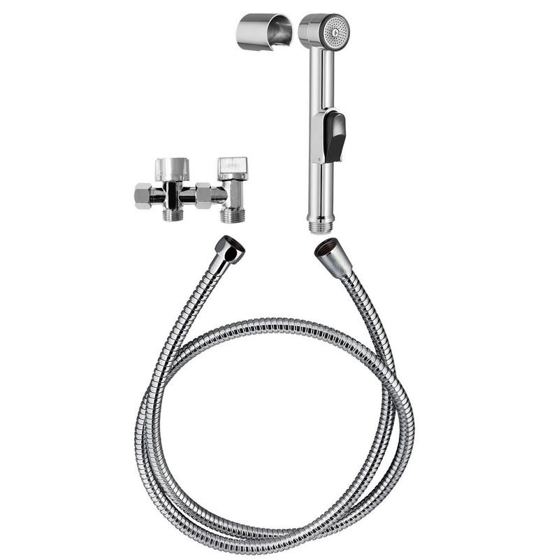 Combiné de douchette hygiène WC SHATTAF Chromé + support + flexible                          