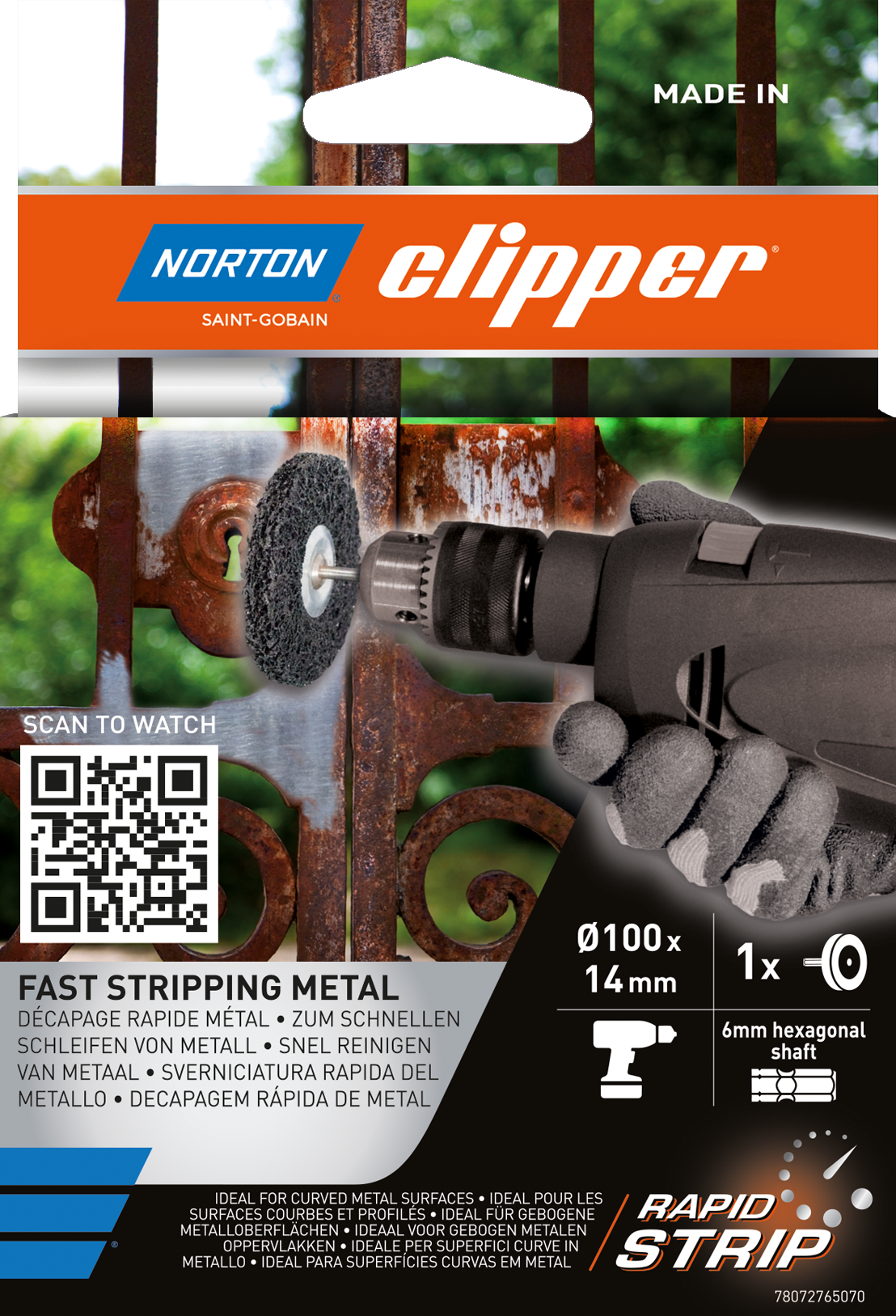 Disque de decapage CLASSIC METAL/PIERRE 100MM sur tige