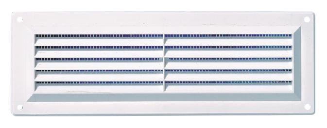 GRILLE VENTILATION 165X86 BLANC PLASTIQUE -AVEC MOUSTIQUAIRE