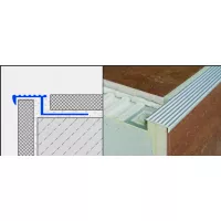 Profilé nez- de- marche plat strié pour carrelage  SOLID - Aluminium anodisé Argent - Longueur 250 cm - Ht 11 mm - N-STEP 110 AE