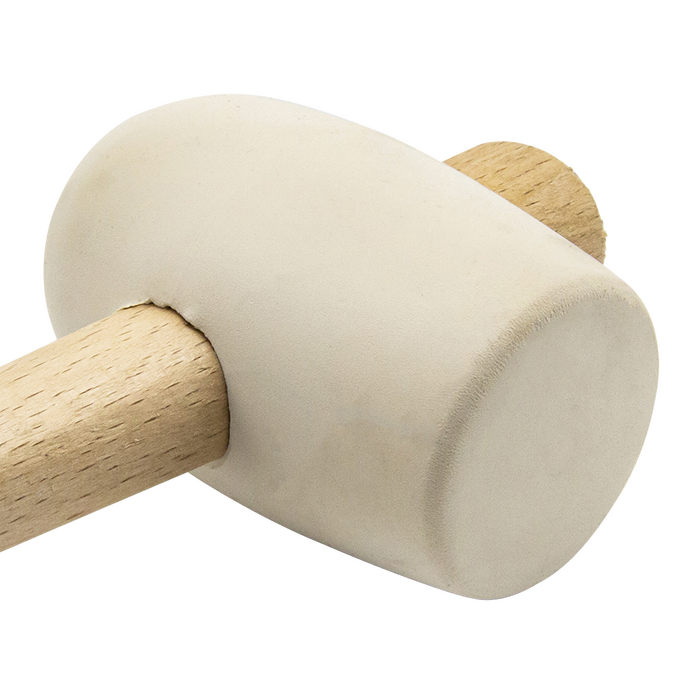 Petite masse en caoutchouc blanc avec manche en bois pour travaux de carrelage et soudure - 500G