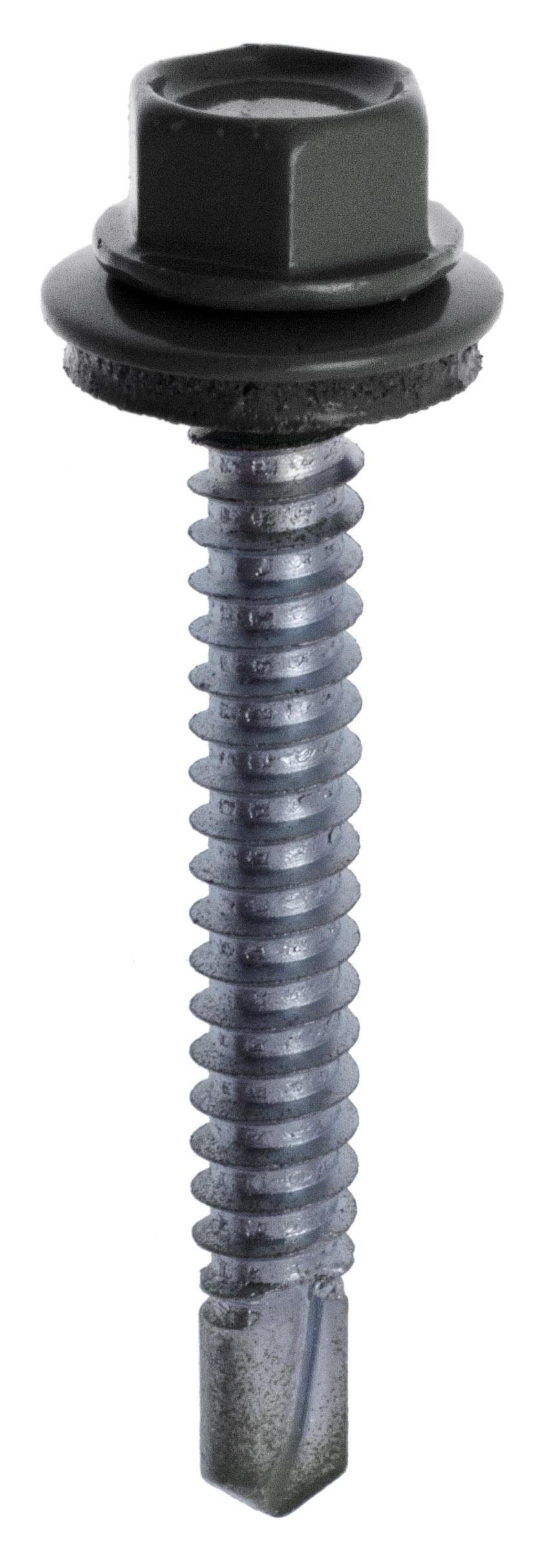 Vis autoperceuse Tête héxagonale à collerette Acier zingué - tête laquée gris 6,3x100 Barquette de 50