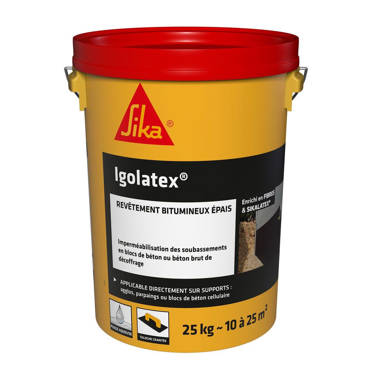 Revêtement bitumeux Igolatex épais pour imperméabilisation 25KG 