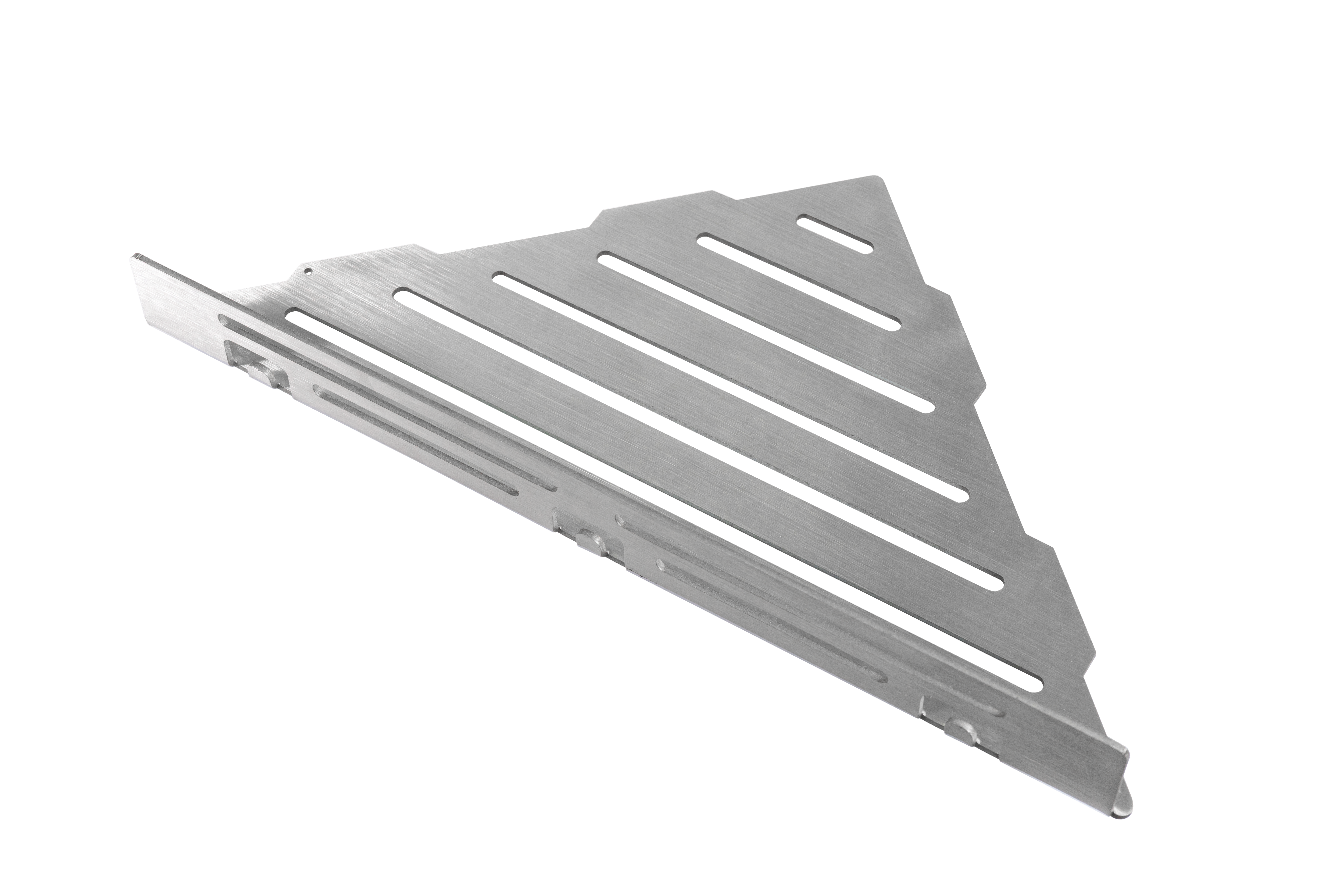 Tablette d’angle TI-Shelf LM1+ Dural inox brossé avec rebord