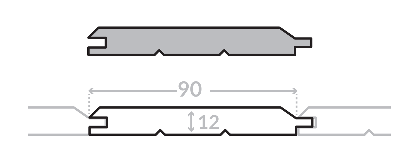 Lambris Raboté Naturel- Profil Grain d'Orge - 12x90mm L.2,65m