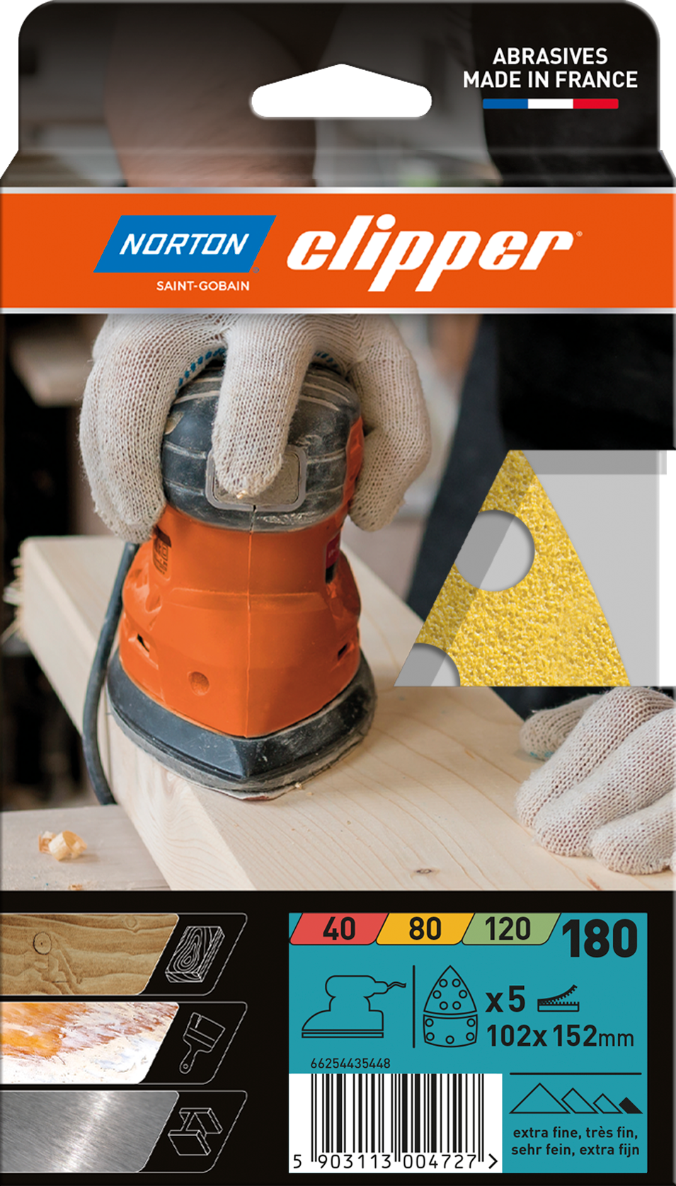 Abrasifs velcro perforé 102x152 G180 - Lot de 5