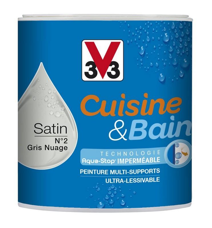 Peinture CUISINE ET BAIN SATIN 69 BLEU SOURCE 0.5 L