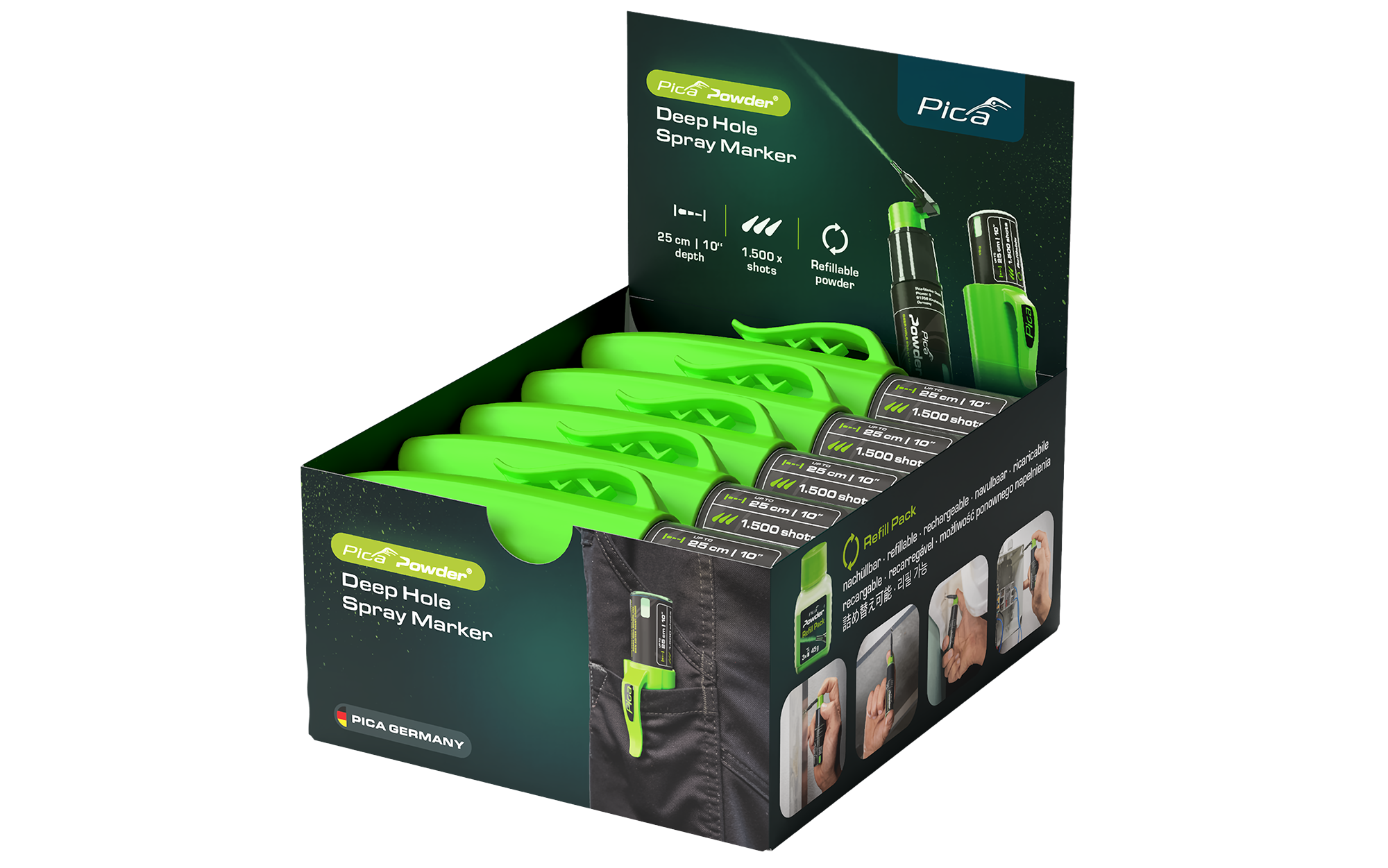 Marqueur spray poudre pica powdergris fluo - Pica
