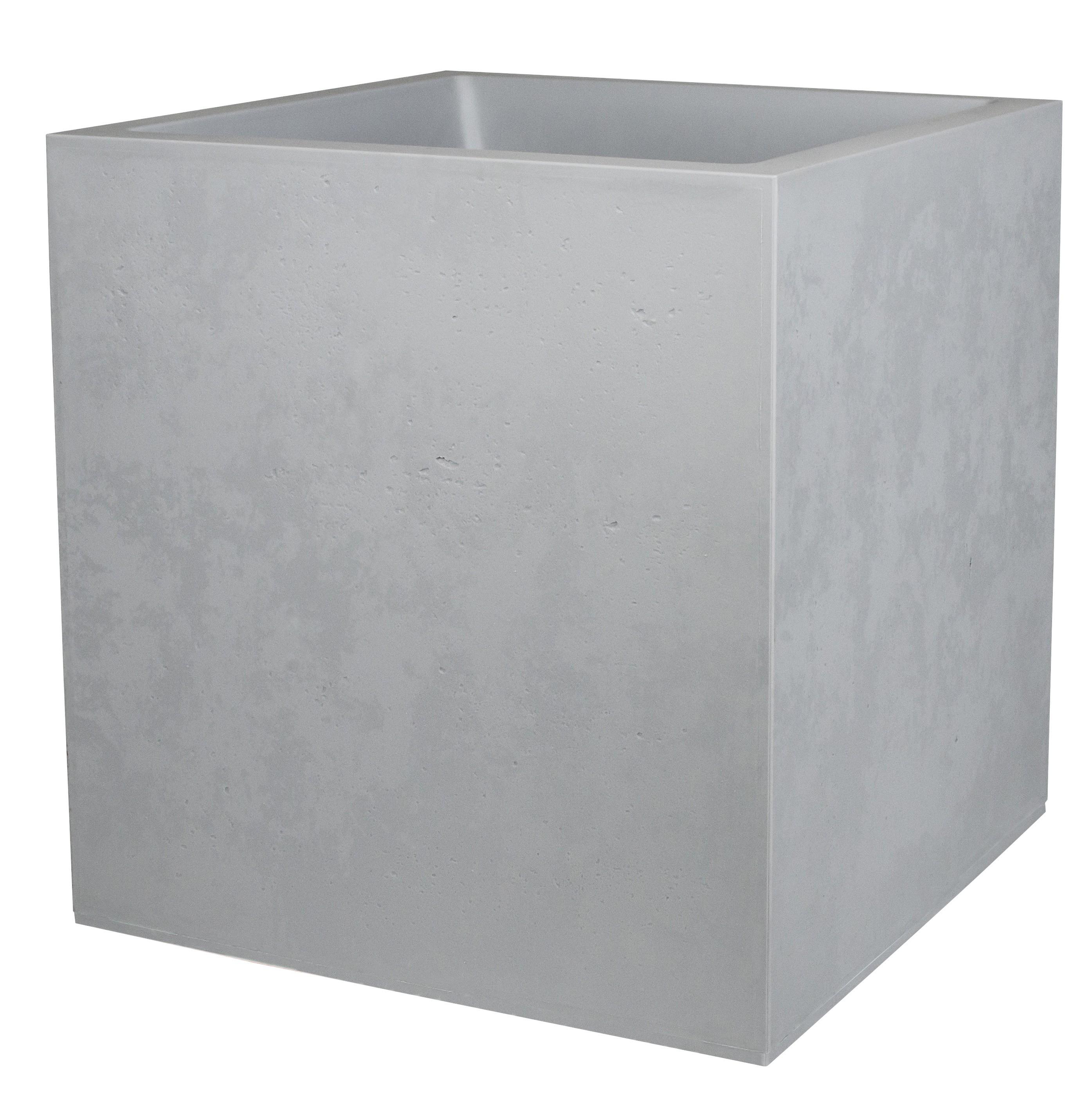 Pot carré BASALT 31L polypropylène décor béton gris