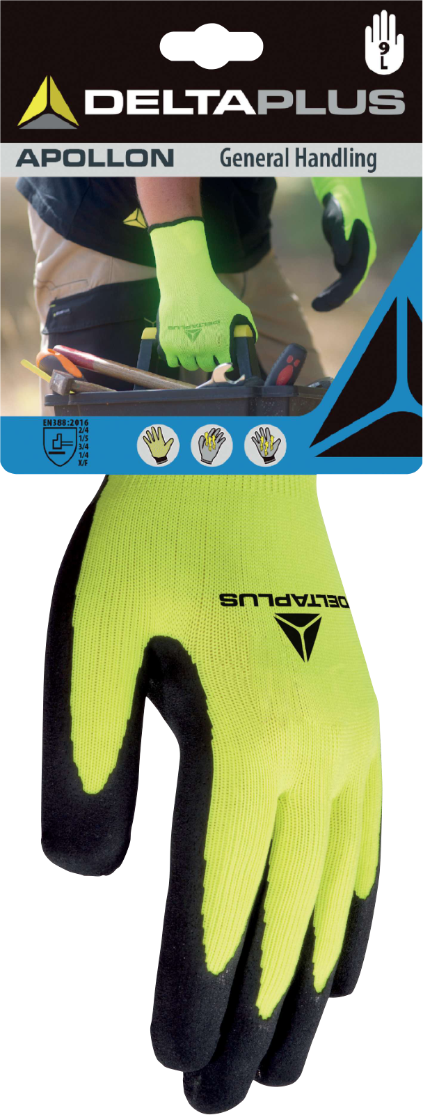 Gants APOLLON VV733 - En latex  - Jaune Fluo / Noir  - T.7