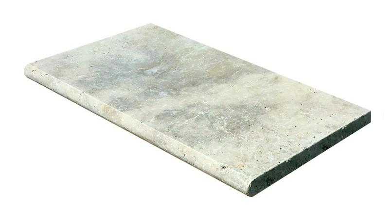 Margelle bord DEMI rond Travertin de Turquie CLASSIC MIX 33 x 61 ép. 3.2 cm