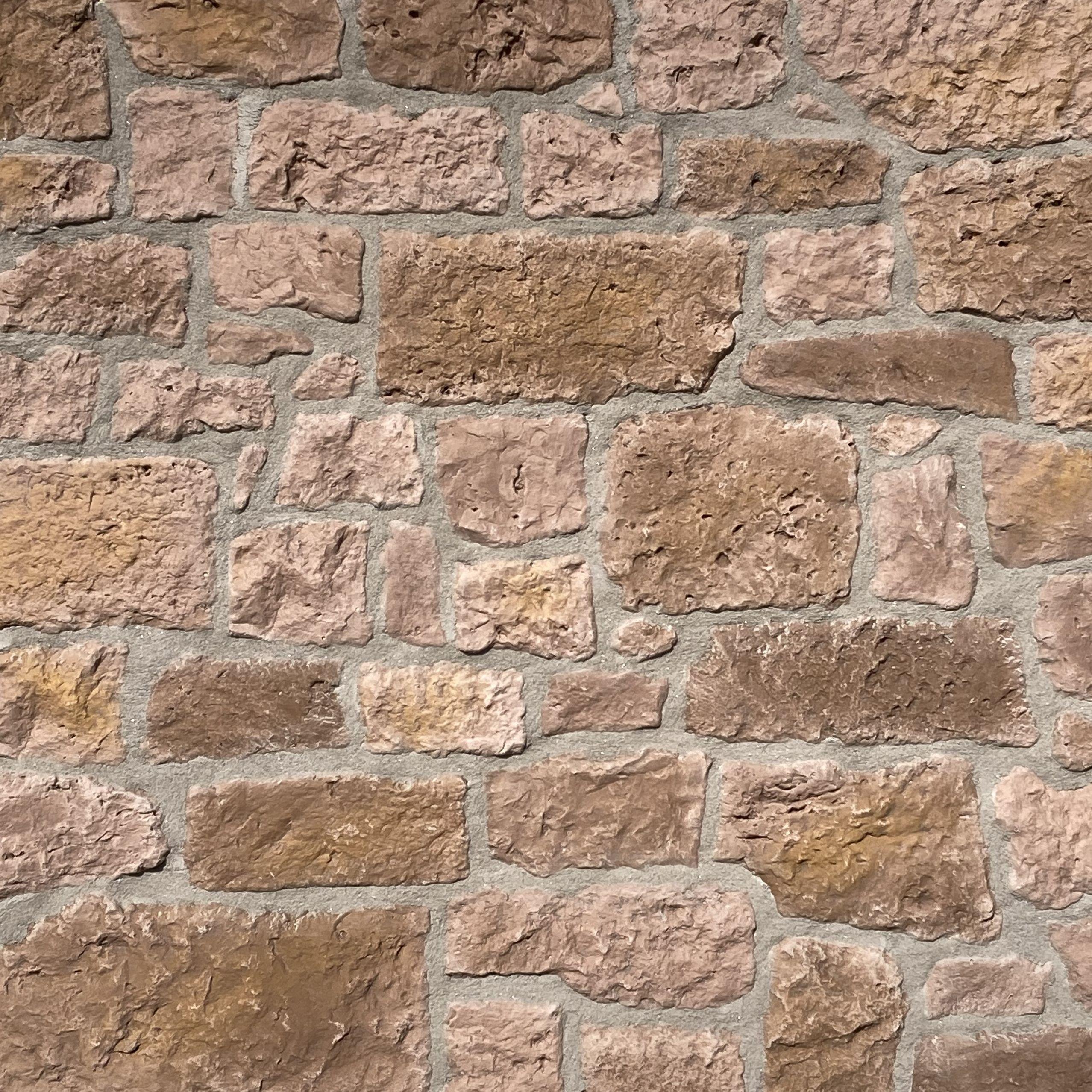 Parement en pierre reconstituée Manoir ton brique rouge/rose pour mur intérieur et extérieur