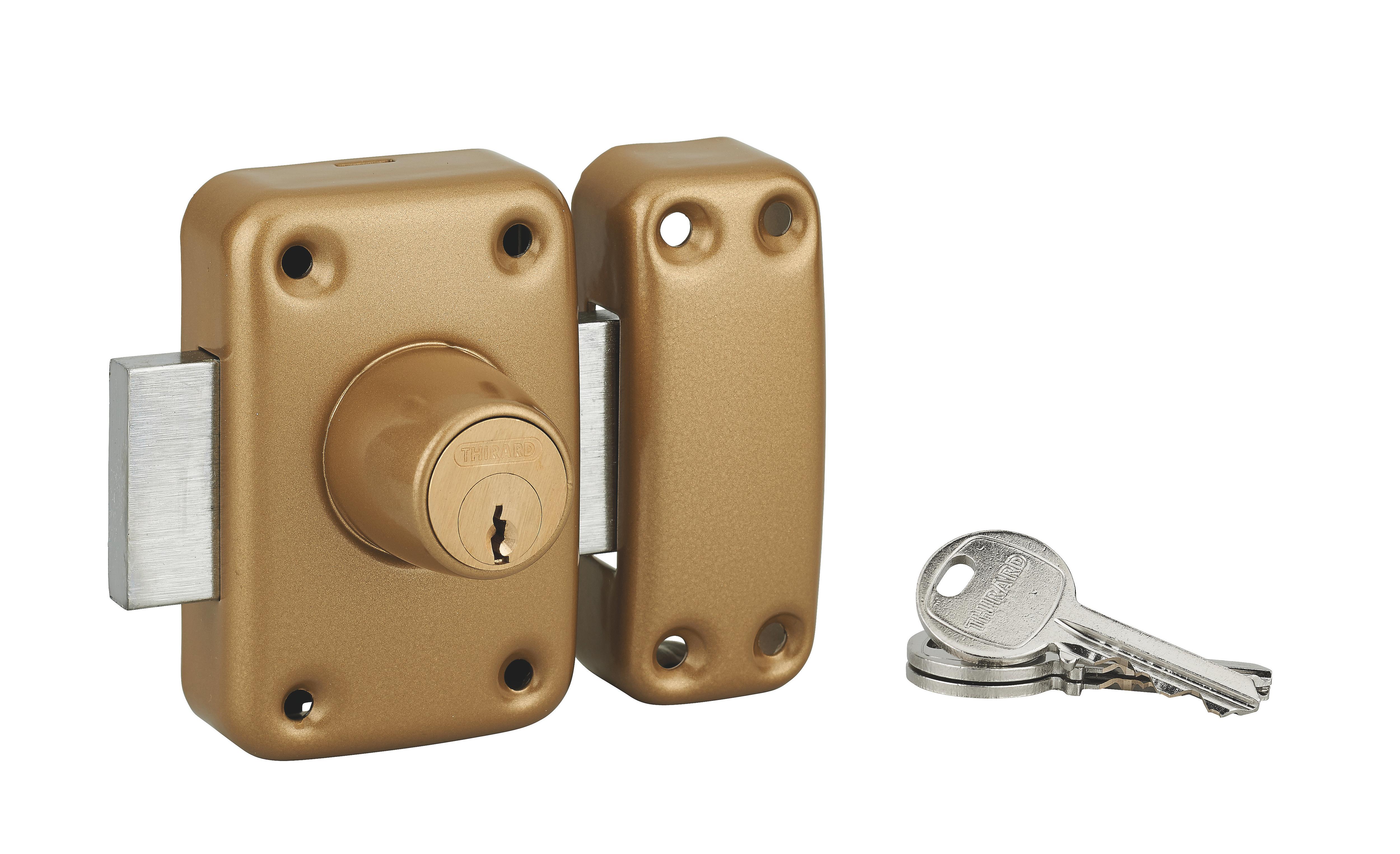 Verrou apache double cylindre 45MM 3 clés or - Thirard