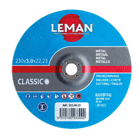 Disque tronçonnage métal moyeu déporté - Ø230MM - Ep.3MM Alésage 22,23MM