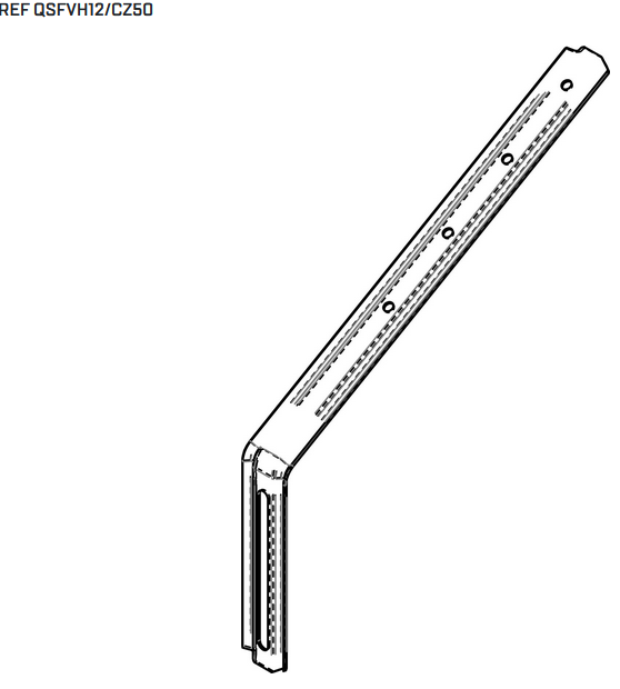 HAMPE NERVUREE GALVA L. 500 MM DROITE