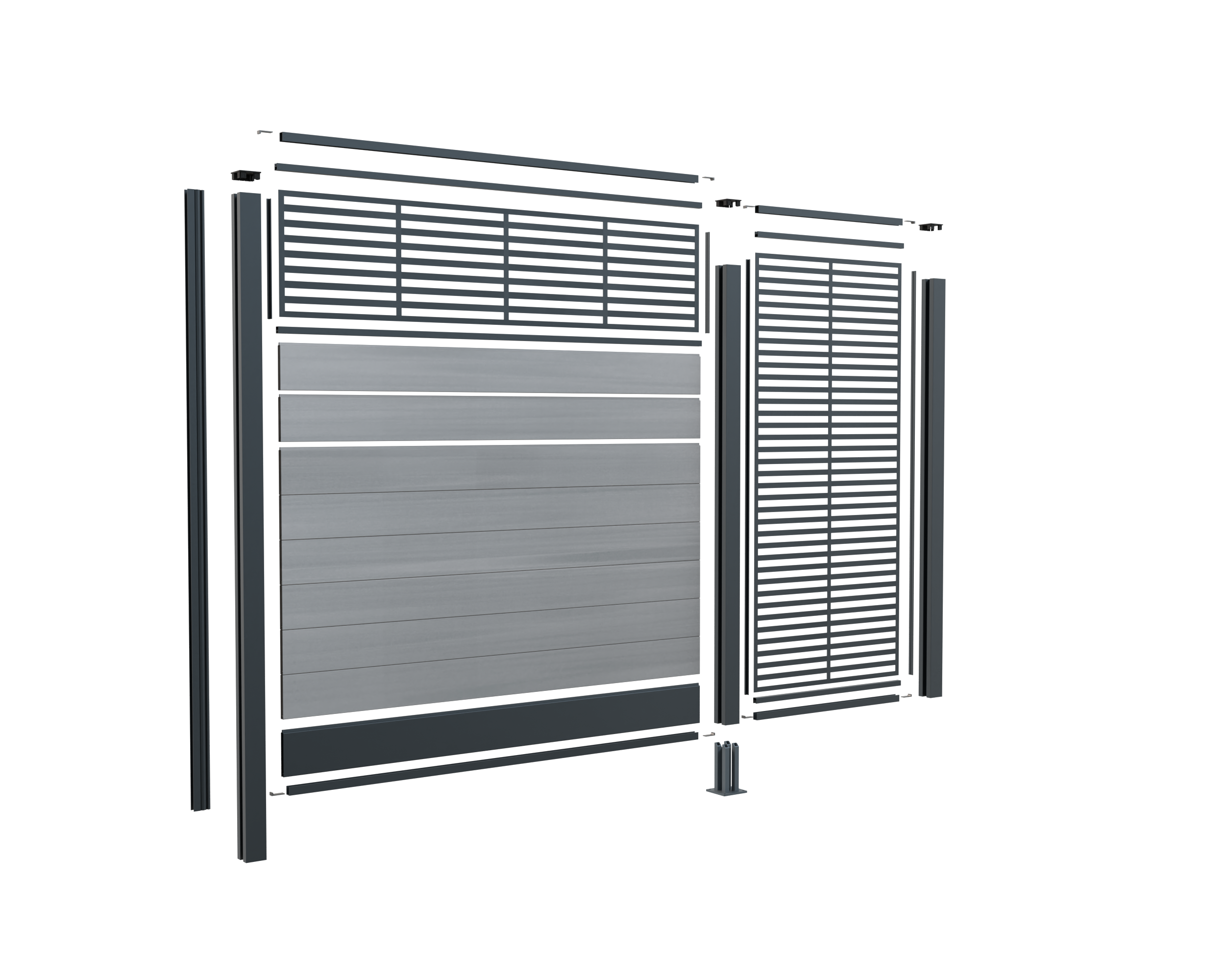Poteau Alu pour clôture composite BOSTON - 60x70mm Ht1,24m - Anthracite