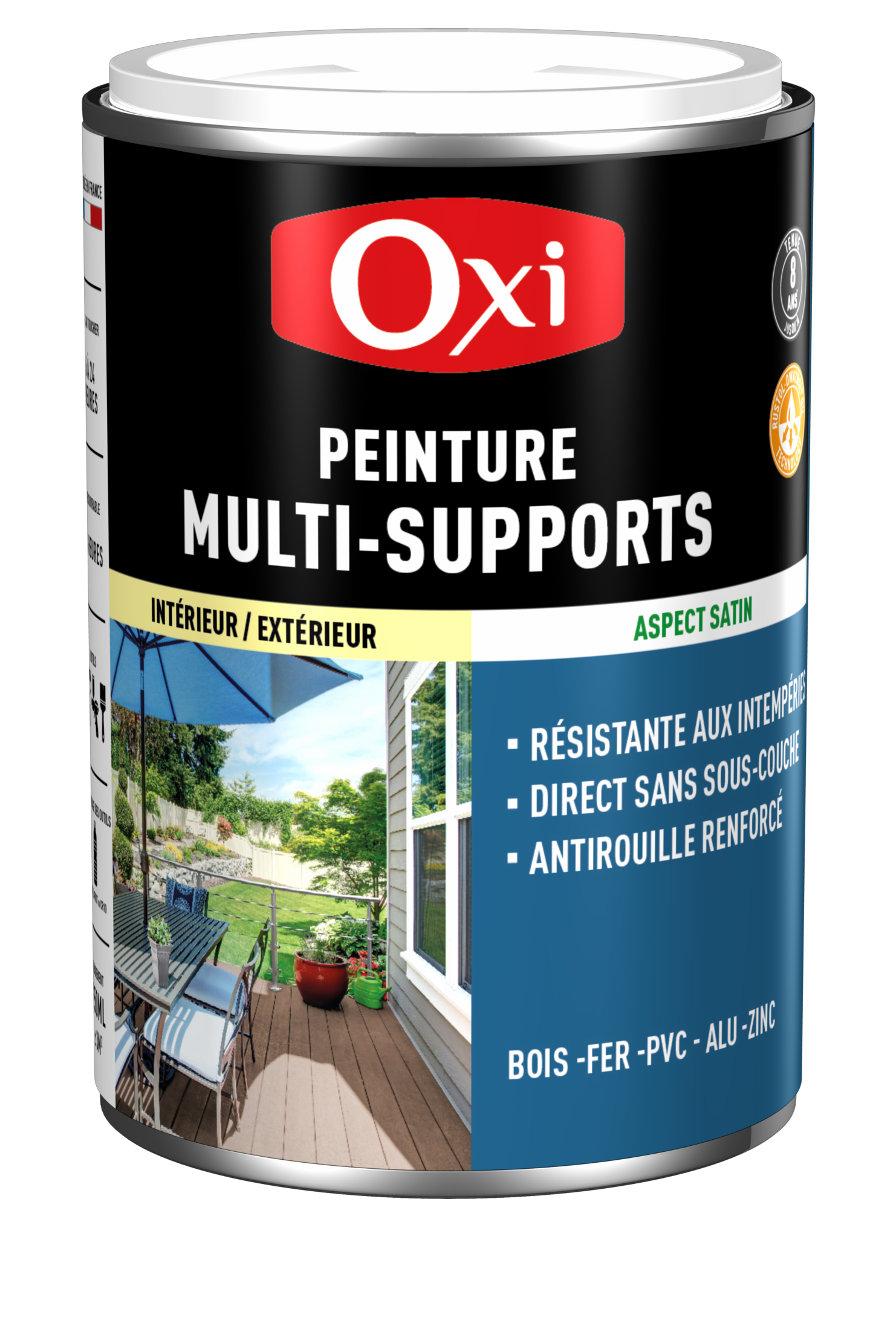 Peinture Multi Supports TOP3+ OXI - Blanc Ral 9010 Satiné - Pot de 250ml
