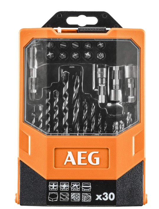 Perceuse à percussion + coffret 30 accessoires + malette Tool Box - BSB18C2BL-502TB - AEG