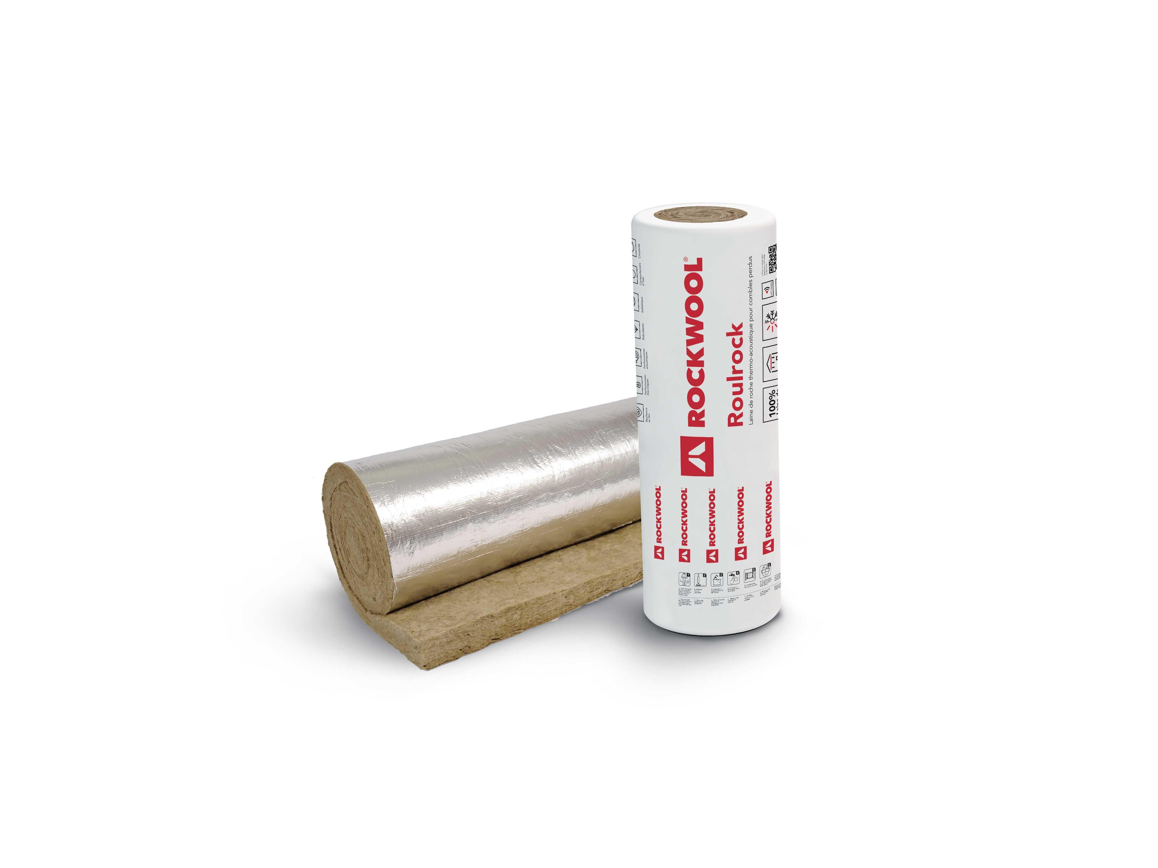 Rouleau isolant en laine de roche ROULROCK ALU L 6000 x l 1200 x ep 80 (mm) R 2.0