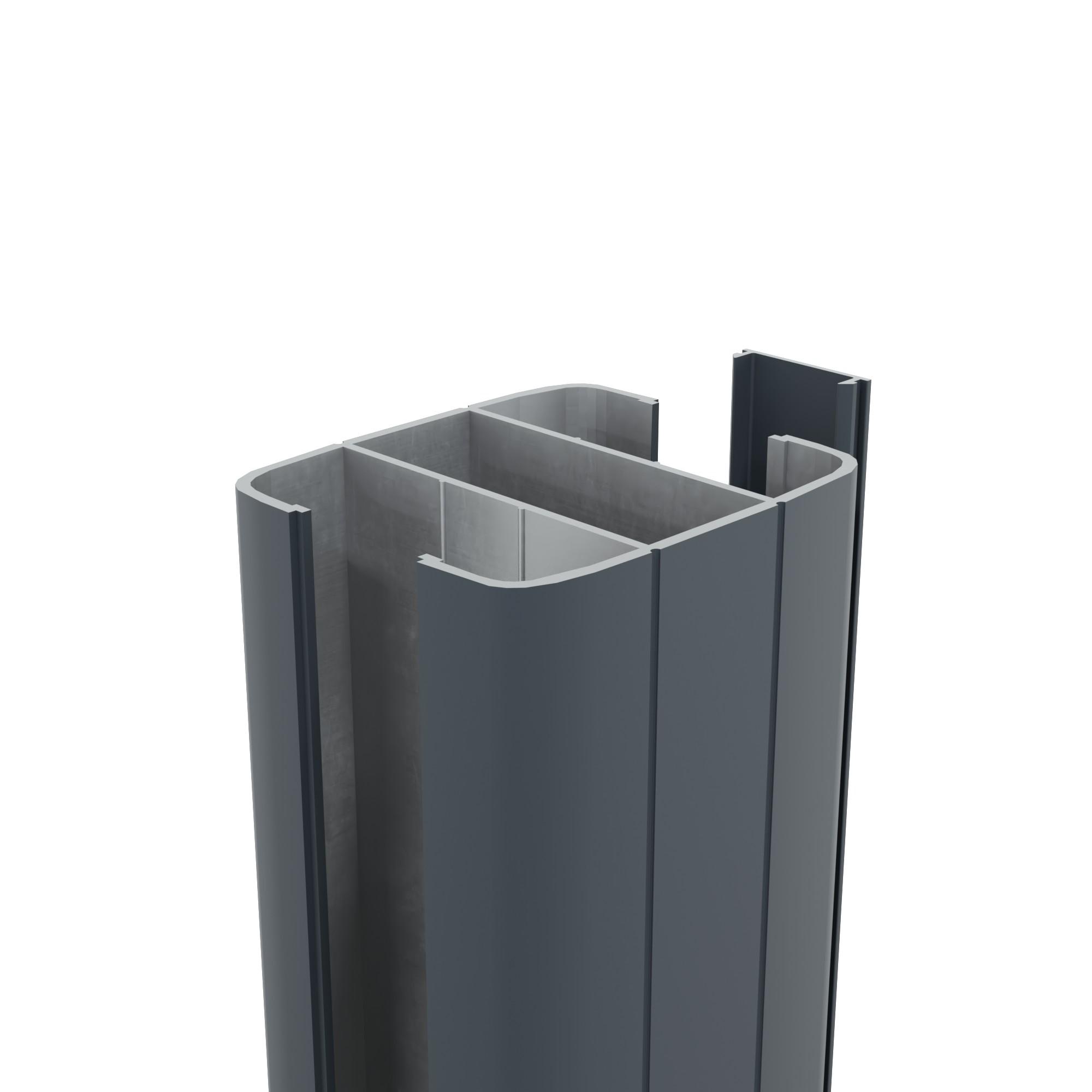 Poteau Alu pour clôture composite BOSTON - 60x70mm Ht1,24m - Anthracite