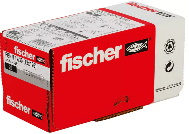 GOUJON D'ANCRAGE EN ACIER FBN II DIAM. 12 MM X LONG. 126 MM - BOITE DE 20