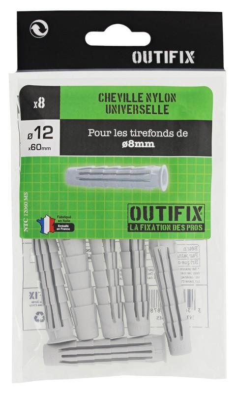 Cheville nylon universelle NTC tous types de murs Ø12 x 60MM - Sachet  de 8 pièces