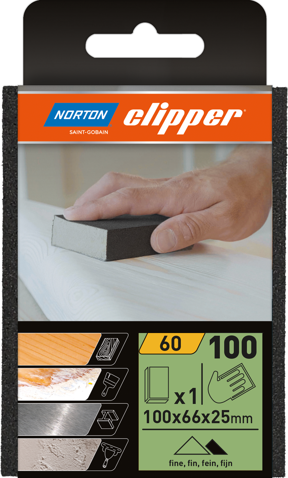 Eponge abrasives 4 faces 100x66x25 G100