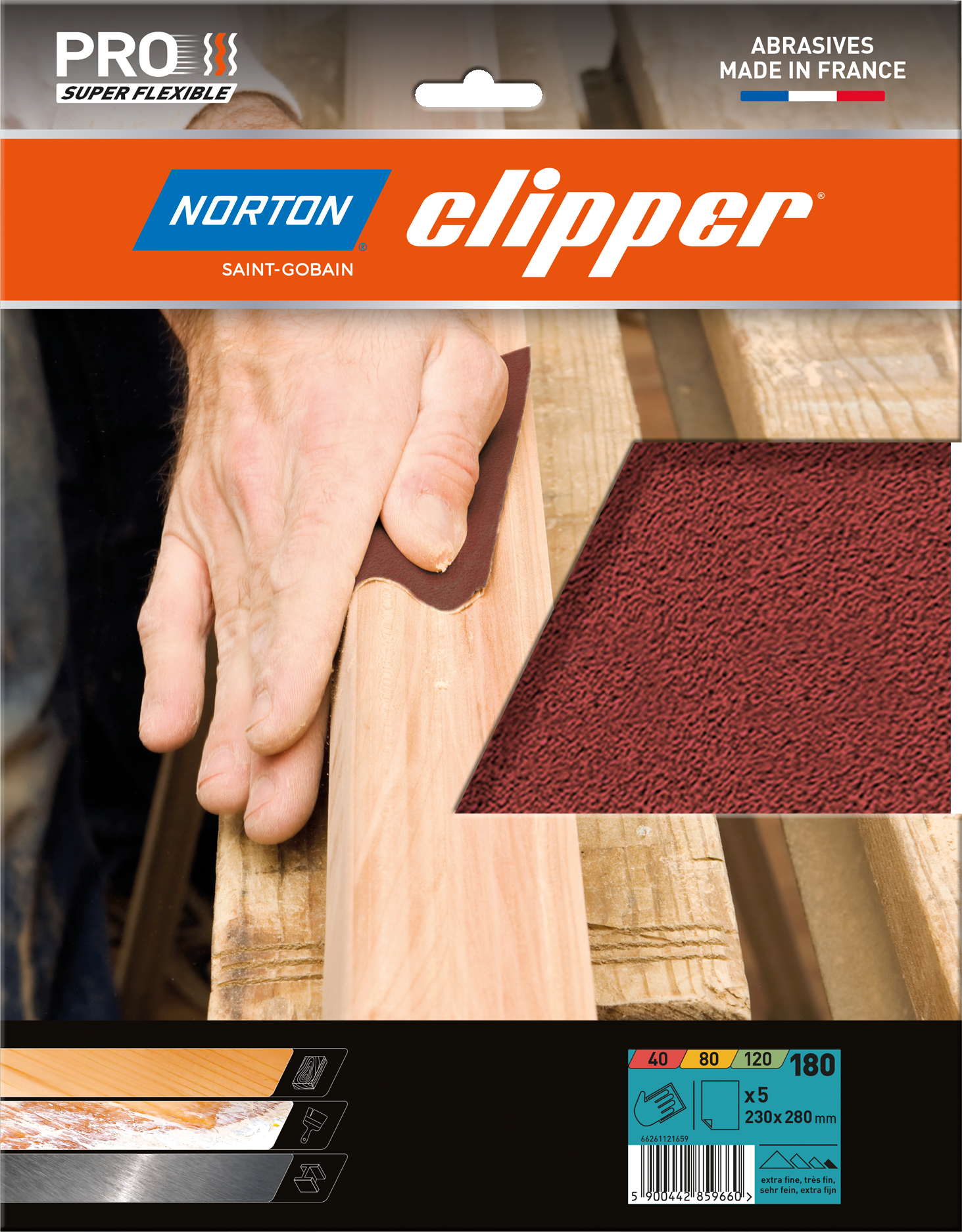 Feuilles Toiles abrasives Super Flexible 230x280 G180 - Lot de 5