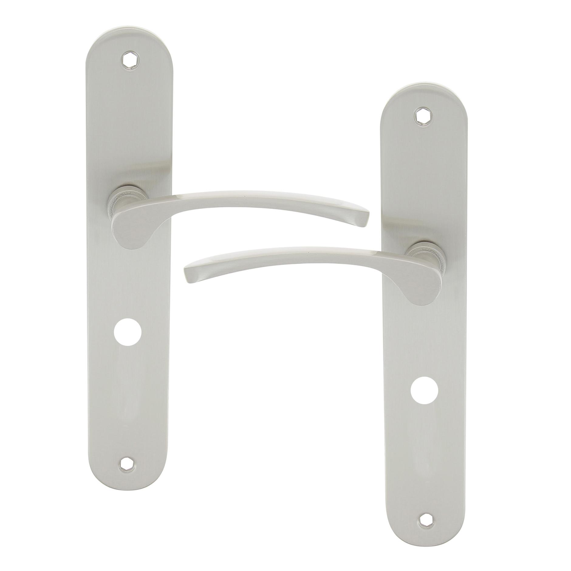 Ensemble poignée Alu / plaque acier CDDC à Condamnation - SARA Nickel mat