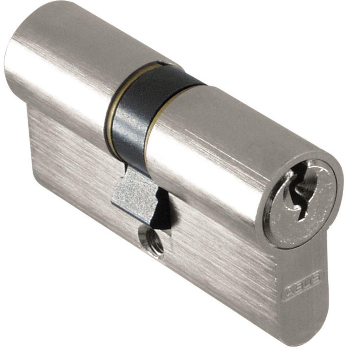 Cylindre de porte double entrée E50 Nickelé 30 x 30MM - Abus