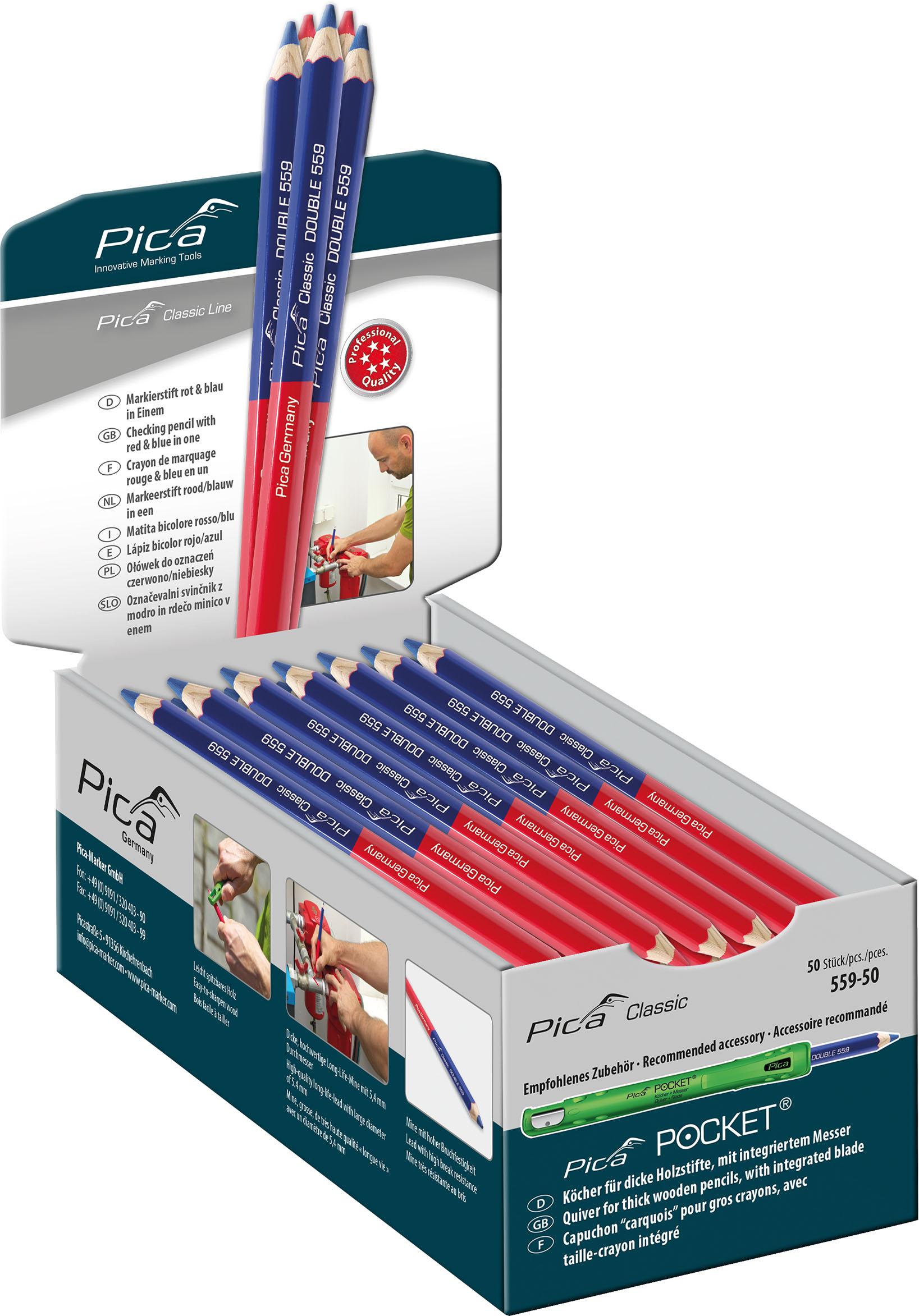 Crayon marquage pica double bleu et rouge - Pica