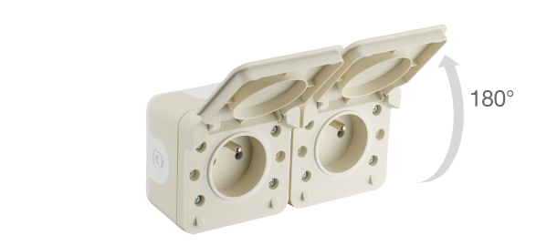 Double prise IP55 2P + T - Horizontale - Sable