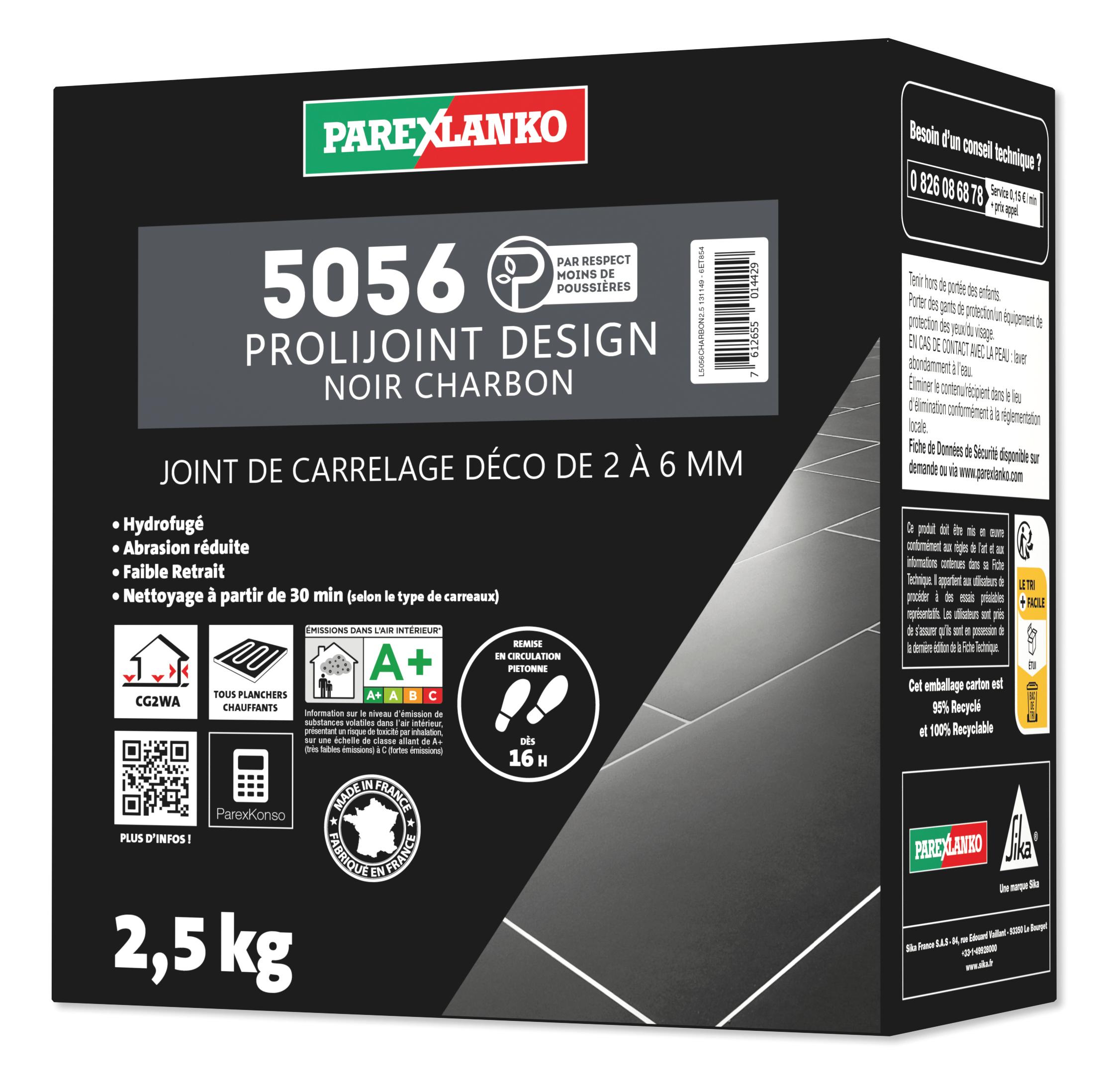 Joint carrelage de 2 à 6MM PROLIJOINT DESIGN 5056 - Noir charbon - Sac de 2,5KG