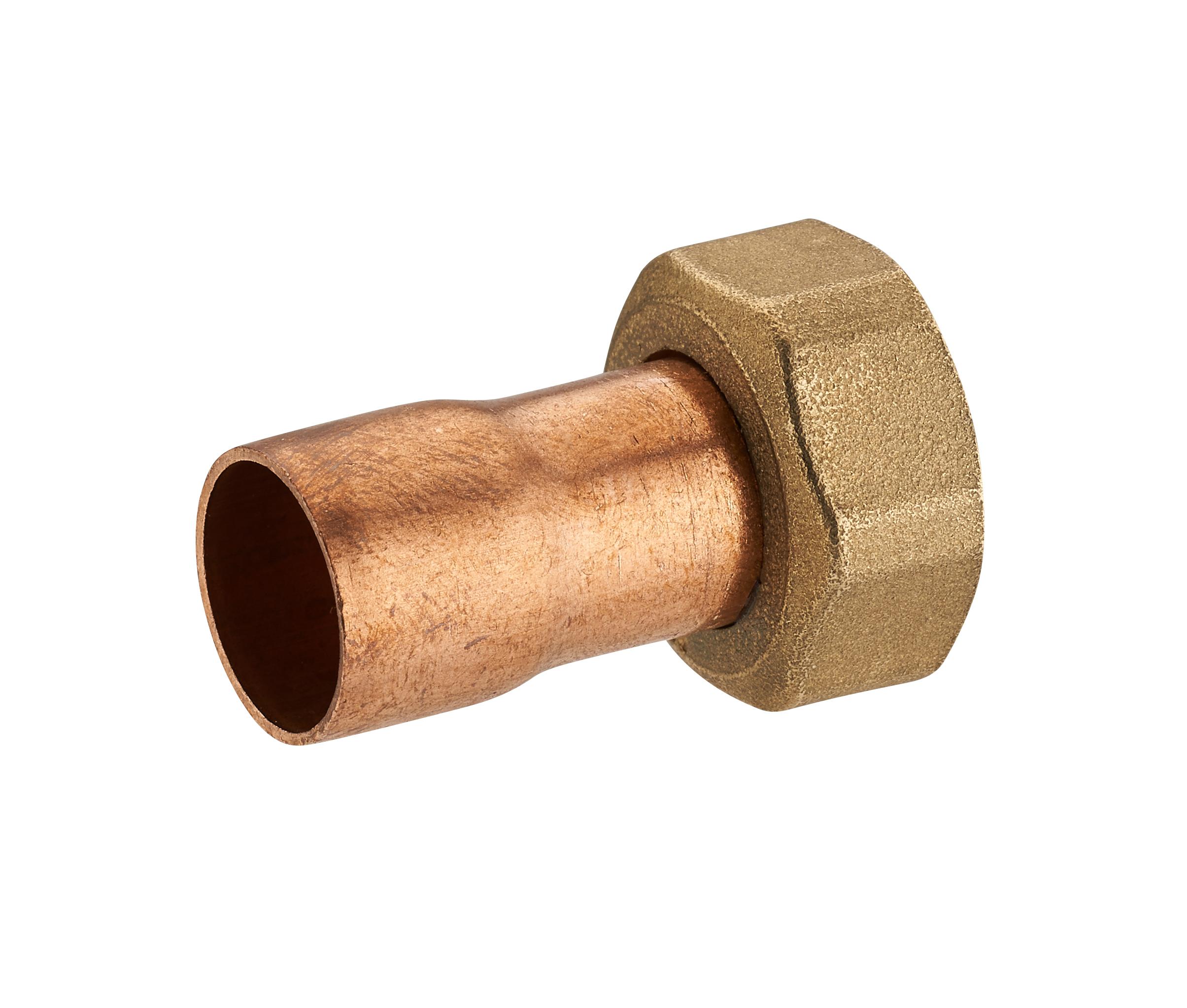 RACCORD DROIT ECROU PRISONNIER F 1/2-Ø16 LAITON CUIVRE